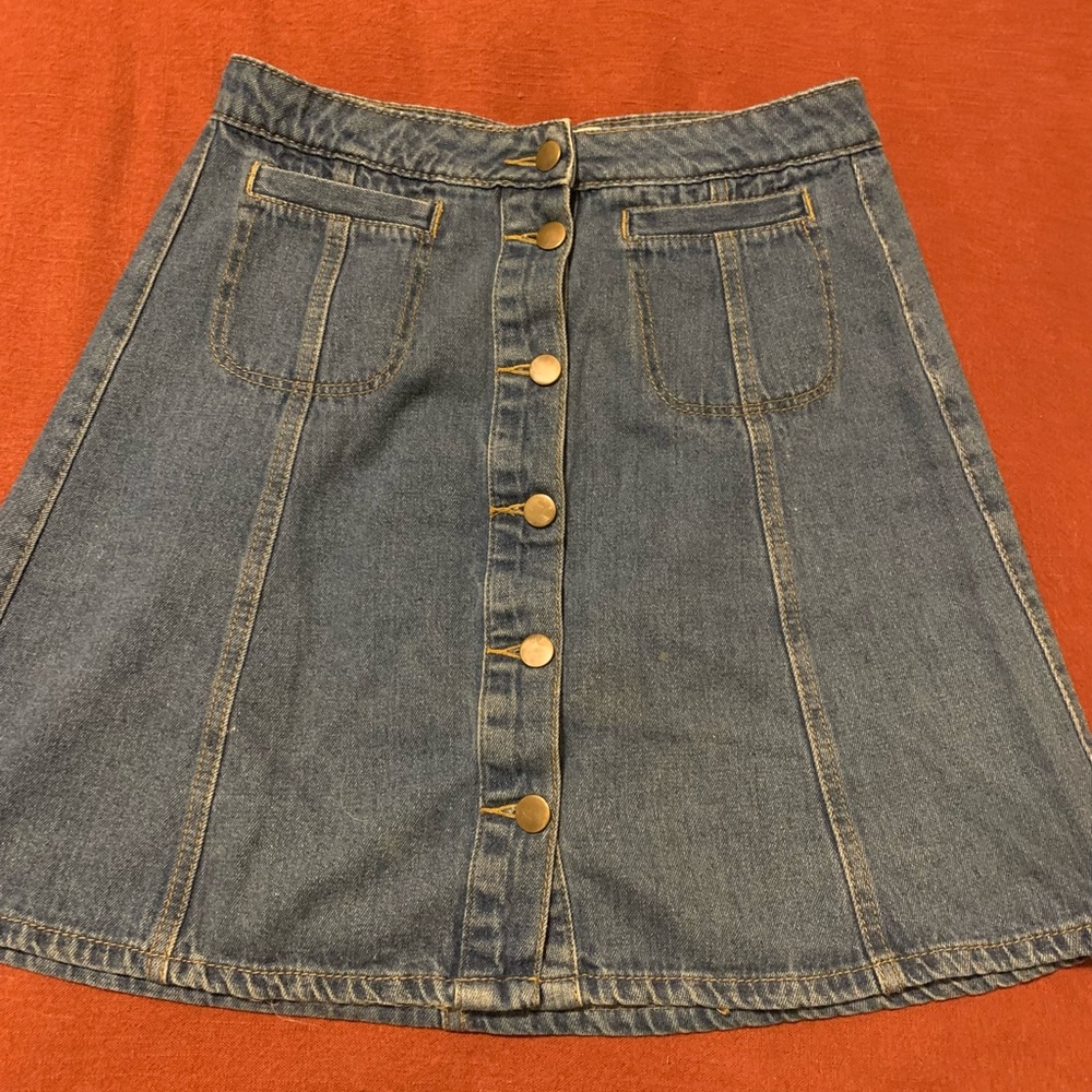 ASOS a line denim button down skirt, size 28